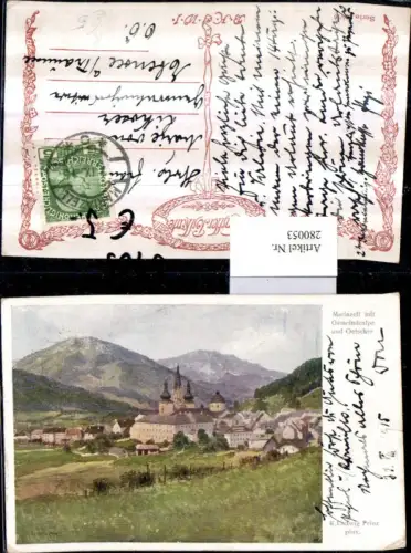 280053,Künstler AK K. Ludwig Prinz Mariazell Totale m. Gemeindealpe u. Ötscher Bergkulisse