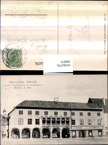 280072,Bruck an d. Mur Historisches Gebäude am Hauptplatz u. Cafe Europa