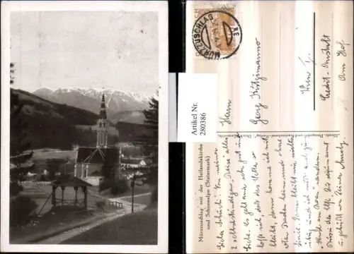 280386,Mürzzuschlag m. d. Heilandskirche Kirche u. Schneealpe Bergkulisse