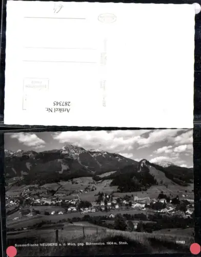 287345,Neuberg an d. Mürz Totale geg. Schneealpe Bergkulisse