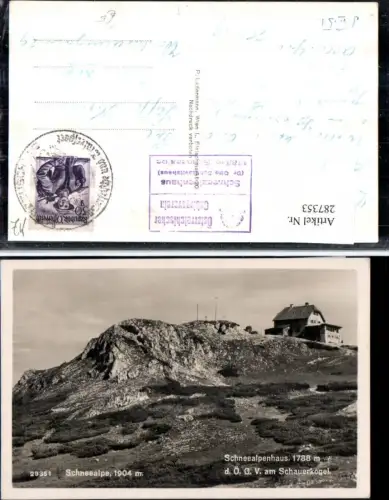 287353,Schneealpe Schneealpenhaus Berghütte am Schauerkogel b. Altenberg an d. Rax