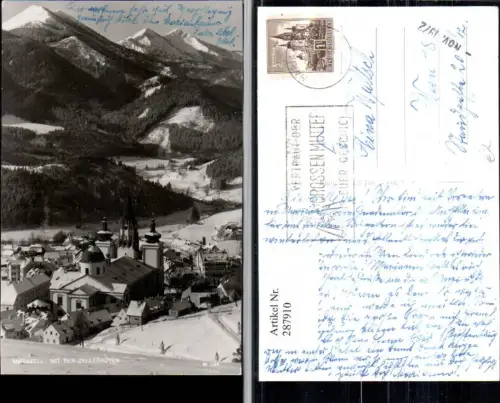287910,Mariazell Totale m. Zellerhüten Bergkulisse Winterbild