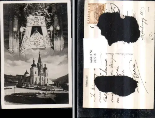 287918,Mariazell Kirche Hauptplatz Fotomontage Gnadenmutter
