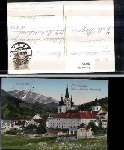 287960,Mariazell Teilansicht Kirche m. Ötscher Bergkulisse