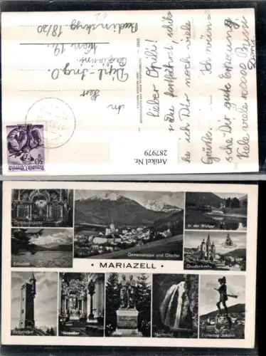 287979,Mariazell Totale Gnadenkapelle Kirche Marienfall Erlaufsee Abel Aussichtsturm Mehrbildkarte