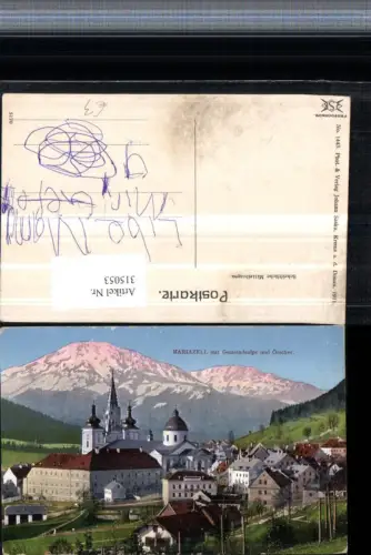 315053,Mariazell Totale Kirche m. Gemeindealpe u. Ötscher Bergkulisse