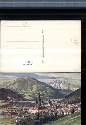 315155,Künstler AK A. S. Mariazell Totale m. Gemeindealpe u. Ötscher Bergkulisse