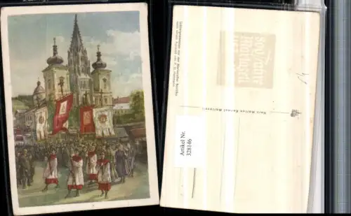 328146,Künstler AK P. O. Hartmann Mariazell Lichterprozession vor der Kirche