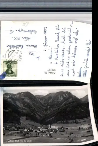 328197,Aflenz Totale von d. Heide Bergkulisse