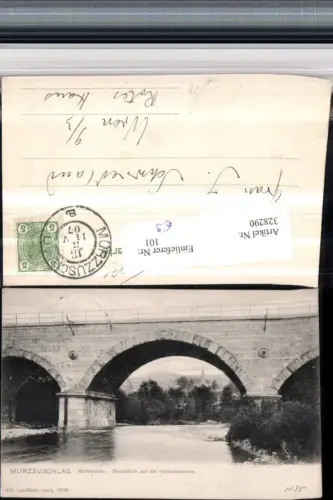 328290,Mürzzuschlag Mürzbrücke Brücke Blick auf Heilandskirche
