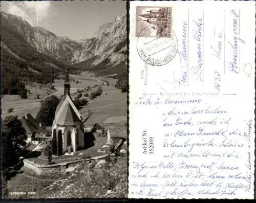 352049,Seewiesen Kirche Bergkulisse