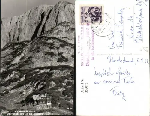 352075,Hochschwab Voisthalerhütte Berghütte b. Thörl m. Südwand Bergkulisse