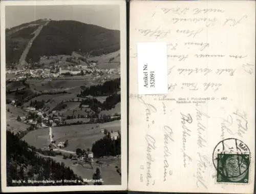 352091,Blick vom Sigmundsberg auf Rasing u. Mariazell Totale