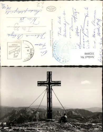 352098,Heldenkreuz Kreuz am Hochschwabgipfel b. St. Ilgen Bergkulisse