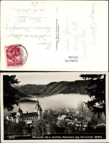 352104,Mariazell Teilansicht Kirche geg. Hochschwab Bergkulisse