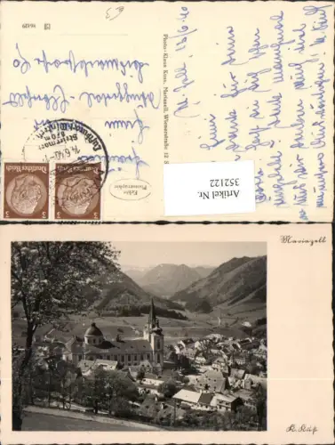 352122,Mariazell Totale Kirche Bergkulisse