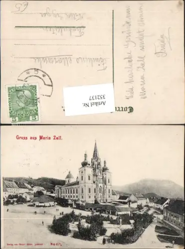 352137,Gruß aus Mariazell Hauptplatz Kirche