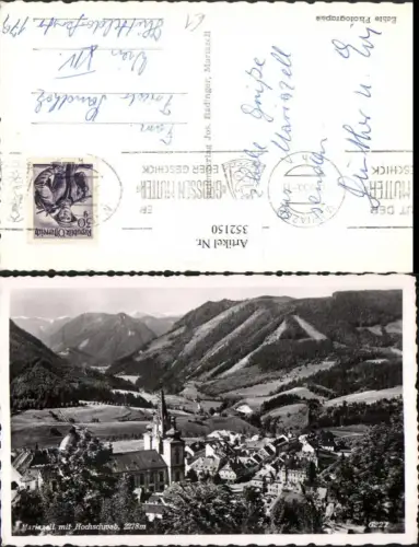 352150,Mariazell Totale Kirche m. Hochschwab Bergkulisse