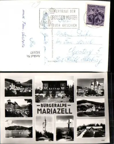 352157,Mariazell Totale Kirche Bürgeralpe Seilbahn Aussichtsturm Mehrbildkarte