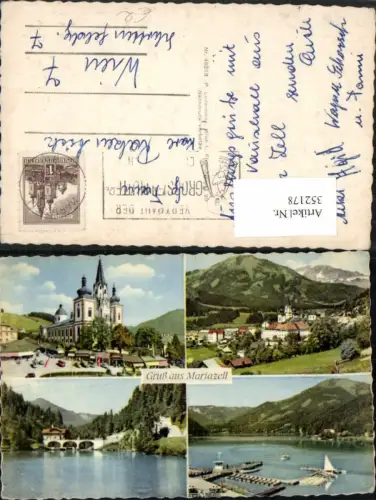 352178,Gruß aus Mariazell Totale Kirche Walster Erlaufsee Mehrbildkarte