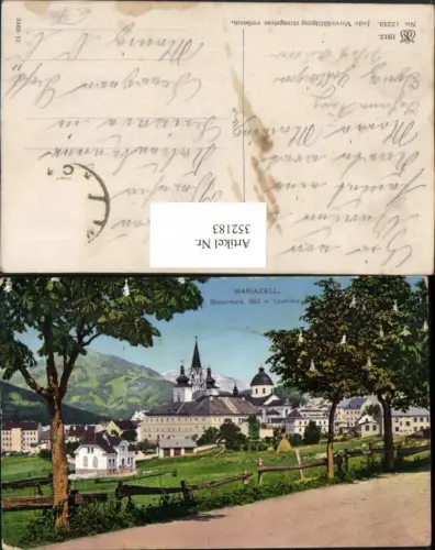 352183,Mariazell Teilansicht Kirche Bergkulisse