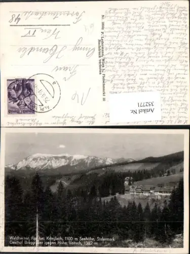 352771,Waldheimat Alpl b. Krieglach Gasthof Bruggraber geg. Hohe Veitsch Bergkulisse