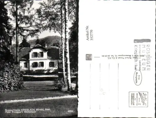 352770,Krieglach im Mürztal Peter Roseggers Sterbehaus Haus