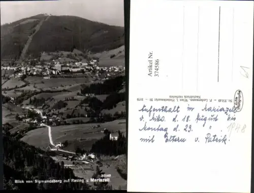 374586,Blick von Sigmundsberg auf Rasing u. Mariazell Totale