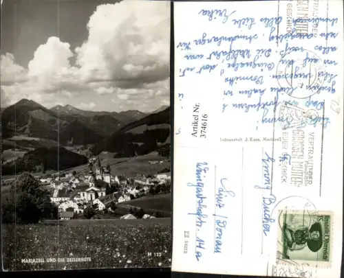 374616,Mariazell Totale m. Zellerhüte Bergkulisse