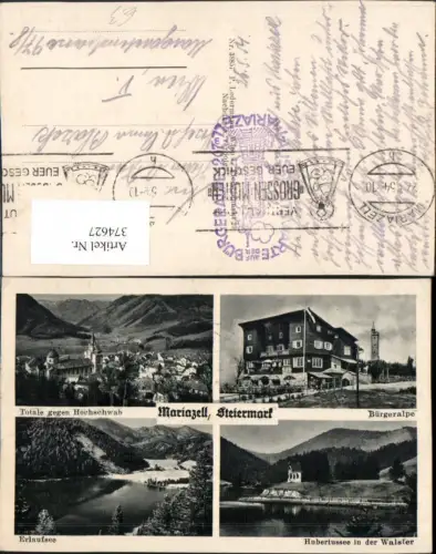 374627,Mariazell Totale Bürgeralpe Hubertussee Erlaufsee Mehrbildkarte
