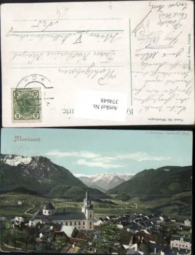 374648,Mariazell Totale Kirche Bergkulisse