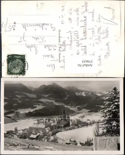 374655,Mariazell Totale m. Zellerhüten Bergkulisse Winterbild