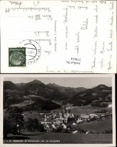 374654,Mariazell Totale m. Zellerhüte Bergkulisse