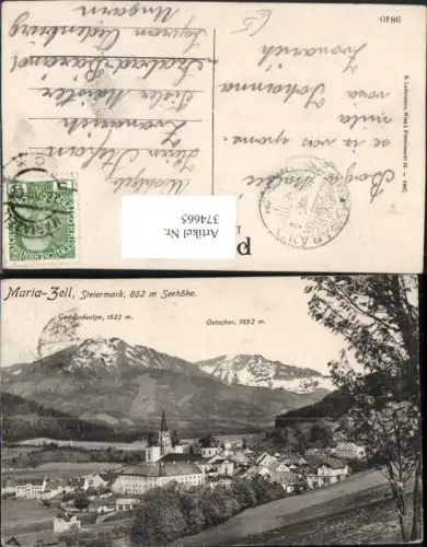 374665,Mariazell Totale m. Gemeindealpe u. Ötscher Bergkulisse