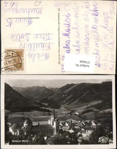 374668,Mariazell Totale Kirche Bergkulisse