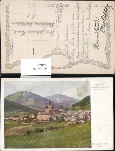 374670,Künstler AK K. Ludwig Prinz Mariazell Totale m. Gemindealpe u. Ötscher pub B.K.W.I. 226/16