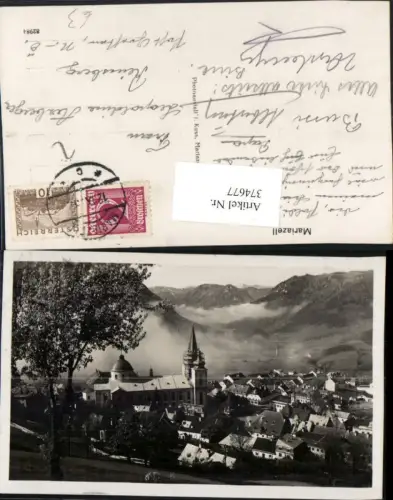 374677,Mariazell Teilansicht Kirche Bergkulisse