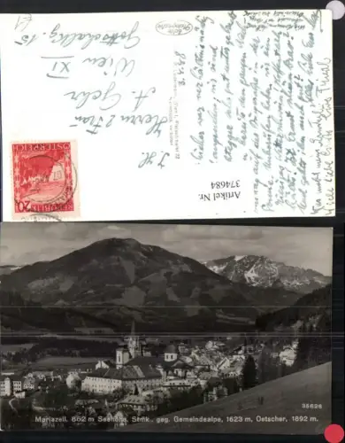 374684,Mariazell Totale geg. Gemeindealpe u. Ötscher Bergkulisse