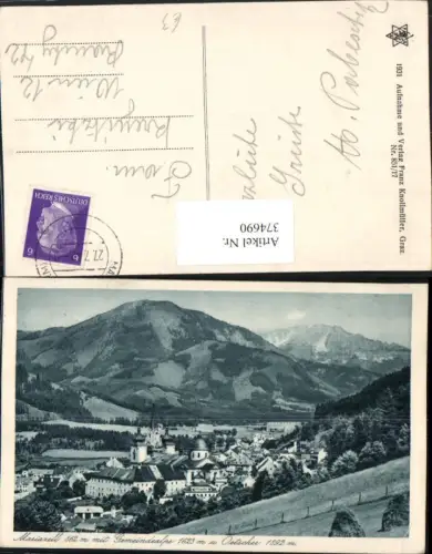374690,Mariazell Totale m. Gemeindealpe u. Ötscher Bergkulisse
