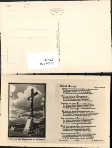 374693,Kreuz auf der Bürgeralpe b. Mariazell Gedicht Zwei Kreuze Text