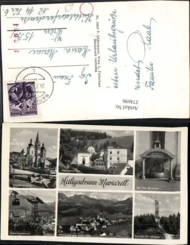 374696,Mariazell Totale Kirche Seilbahn Bürge3ralpe Heiligenbrunn Brunnen Mehrbildkarte