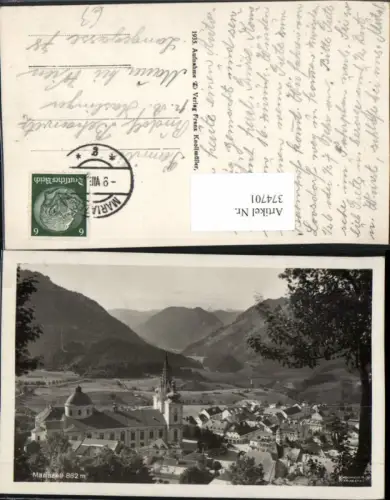 374701,Mariazell Totale Kirche Bergkulisse