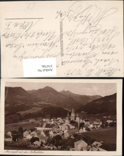 374706,Mariazell Totale m. Zellerhüten Bergkulisse