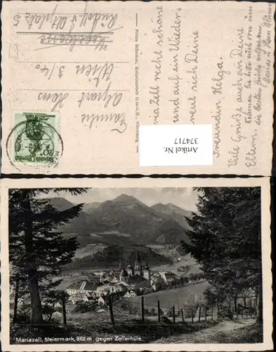 374717,Mariazell Totale geg. Zellerhüte Bergkulisse