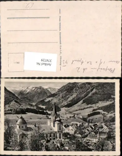 374729,Mariazell Teilansicht Kirche Bergkulisse