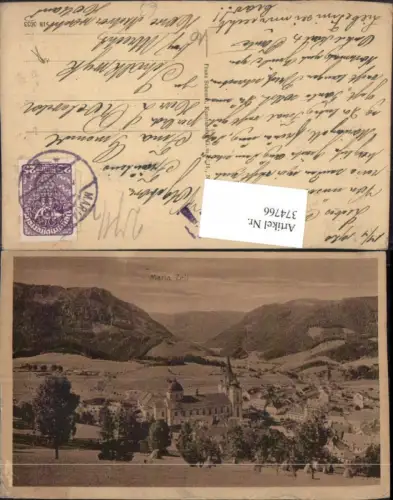 374766,Mariazell Totale Kirche Bergkulisse