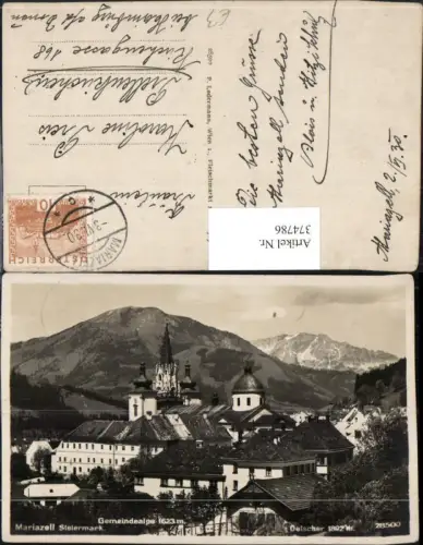 374786,Mariazell Teilansicht Kirche m. Gemeindealpe u. Ötscher Bergkulisse