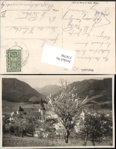 374790,Mariazell Teilansicht Kirche Bergkulisse Baumblüte