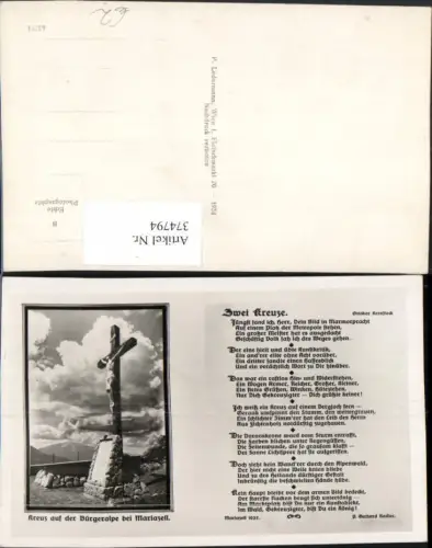 374794,Kreuz auf der Brügeralpe b. Mariazell Gedicht Zwei Kreuze Text
