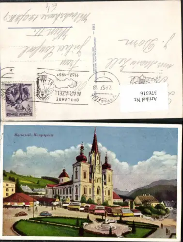 376316,Künstler AK Mariazell Hauptplatz Kirche